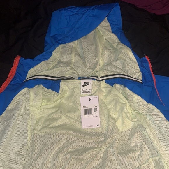 Nike Mens Sportswear Woven Windbreaker Jacket Black Signal Blue Sz LG AT5270-015 - Picture 5 of 10
